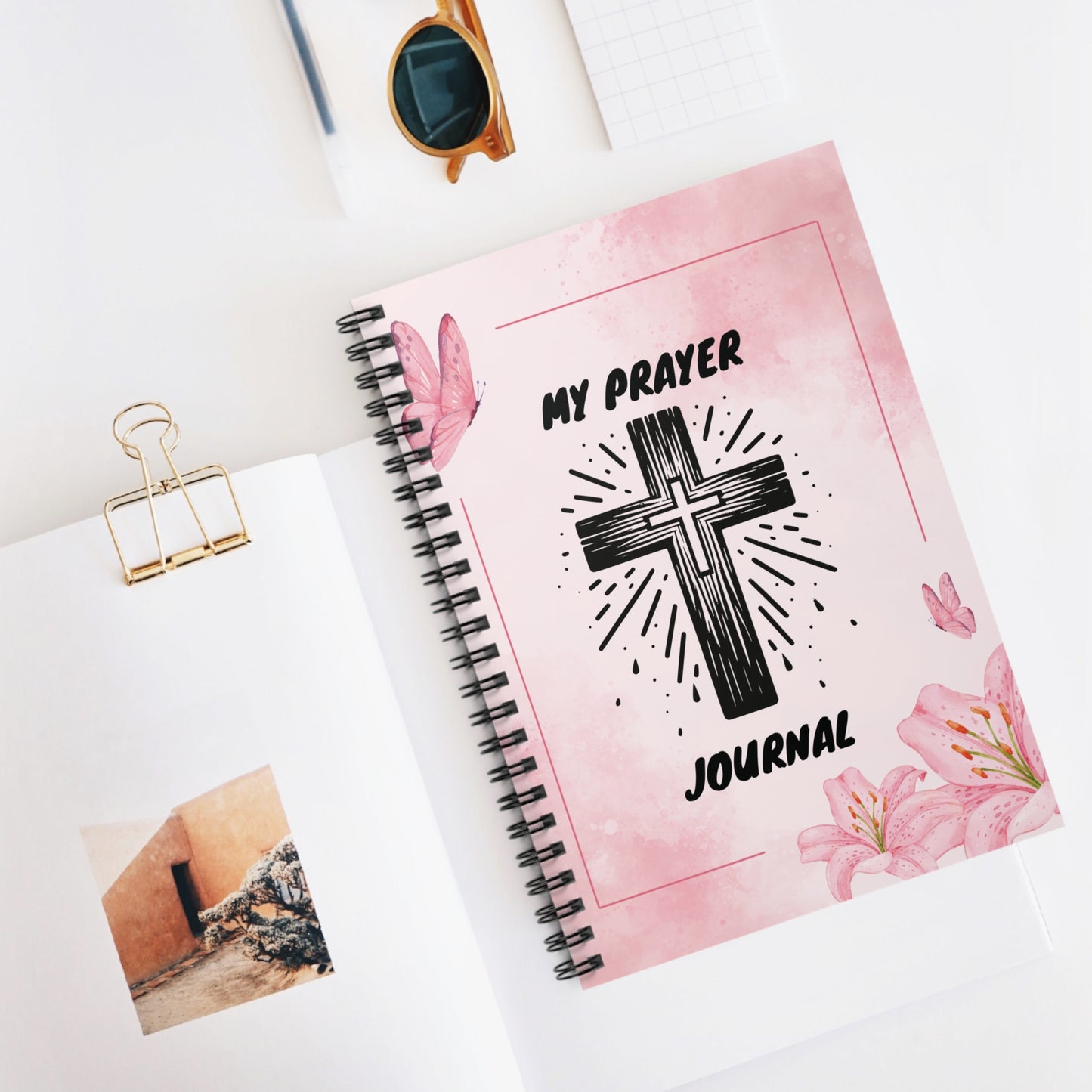 Beautiful Floral Spiral Notebook  - Ruled Line, A prayer journal designed to help you reflect and write down your thoughts and prayers. Perfect for those looking to deepen their spiritual practice and incorporate journaling into their daily routine.